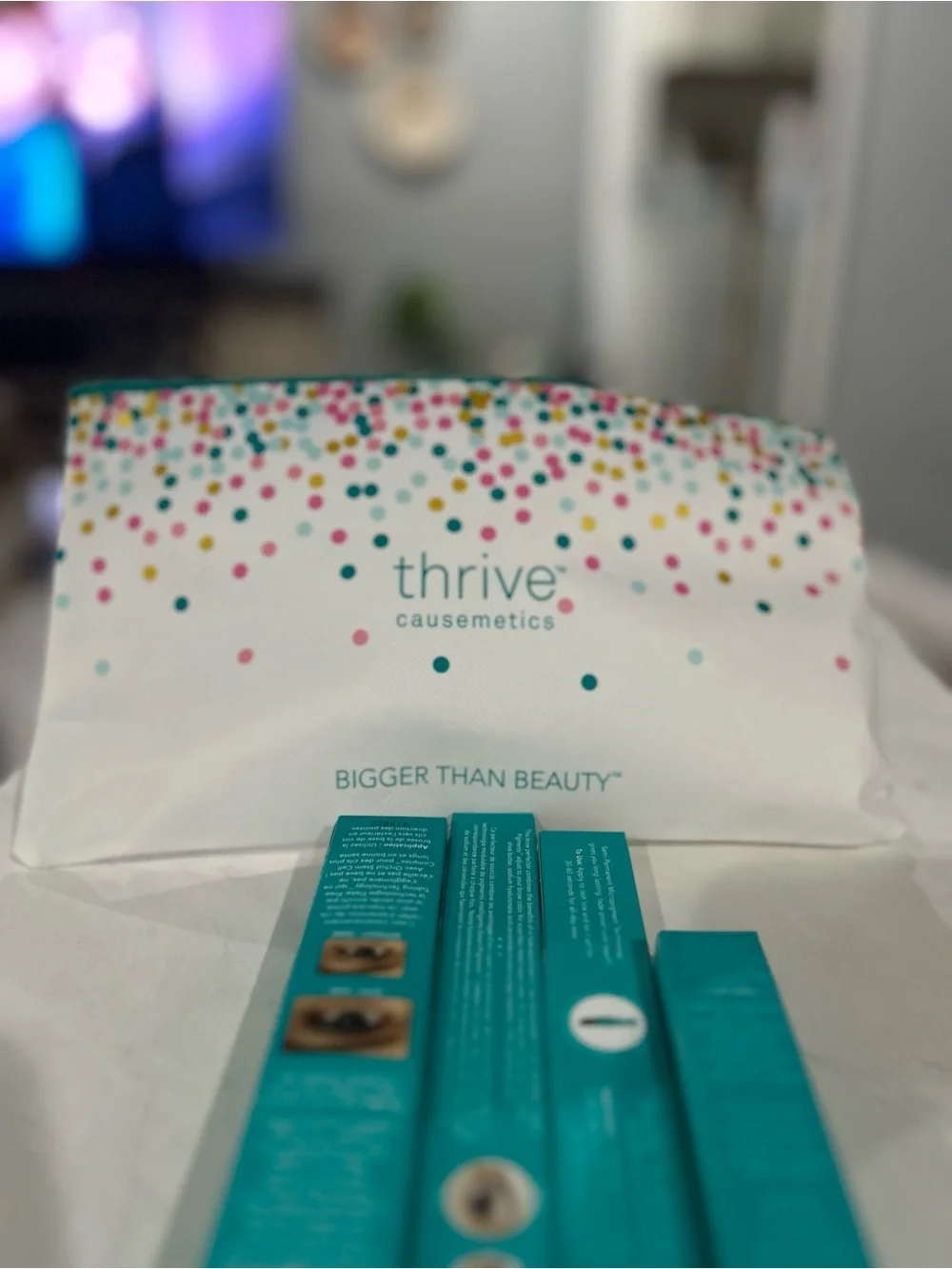 NEW Thrive Causemetics Bundle Mascara Eyeliner Brow Liner Lip Tint + Makeup Bag